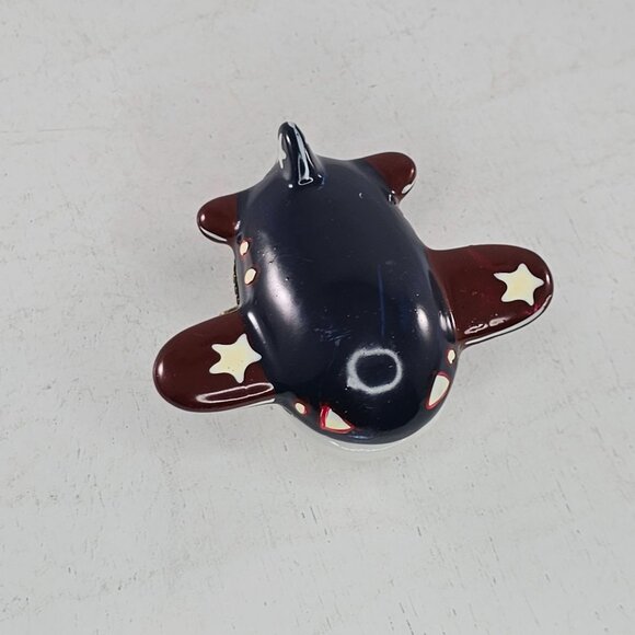 Vintage Airplane Ceramic Trinket Box With Hinged Lid Red White Blue Stars - Picture 8 of 8